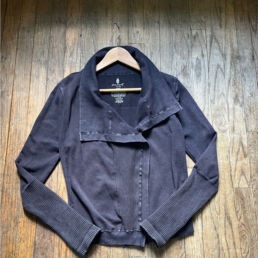 Free People Gray Jacket Plush Texture